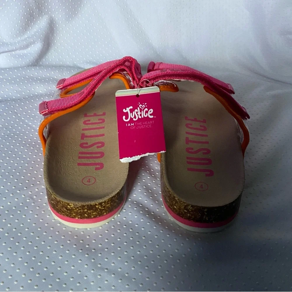 Justice Shoes Sandale Girl‎ Size 4 Pink Open Toe Slip On/Off New
